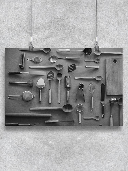 Gray Scale Kitchen Utensils Poster -Image by Shutterstock