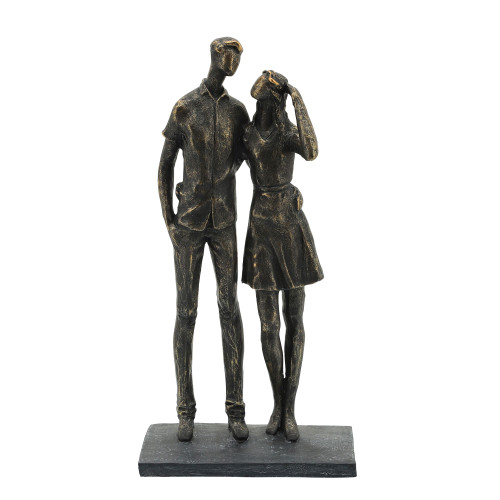 13" Bronze Couple Strolling Decorative Tabletop Accent