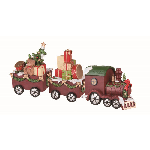 Set of 3 Brown and Green Santa Train Christmas Tabletop Decors 16"