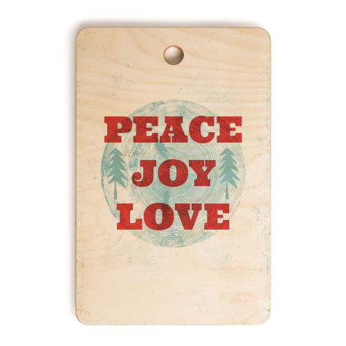 16" Blue and Red Peace Joy Love Rectangular Cutting Board