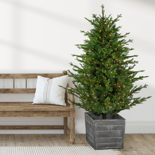 Real Touch™? Pre-Lit Potted Deluxe Russian Pine Artificial Christmas Tree - 6' - Warm White LED Lights