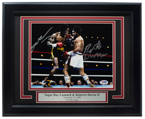 Sugar Ray Leonard Roberto Duran Signed Framed 8x10 Boxing Photo PSA/DNA