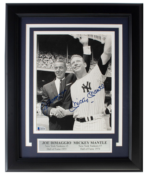 Joe DiMaggio Mickey Mantle New York Yankees Signed Framed 8x10 Photo BAS LOA