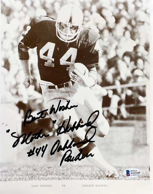 Marv Hubbard Signed Oakland Raiders 8x10 Football Photo BAS AA21648