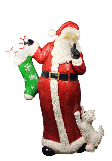 48.5" Red and White Santa Claus with Puppy Dog Christmas Outdoor Decoration