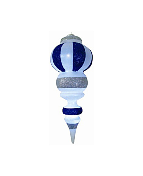 14" Battery Operated LED Twinkling Blue Glitter Christmas Finial Ornament