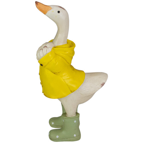 9.75" Standing Spring Duck with Yellow Raincoat and Green Rain Boots Figurine - 34257031