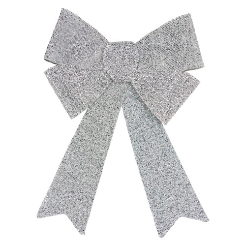 Tinsel 4-Loop Bow Christmas Decoration - 17" - Silver