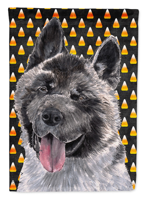 Caroline's Treasures SC9486GF Akita Candy Corn Halloween Flag Garden Size , Small, multicolor