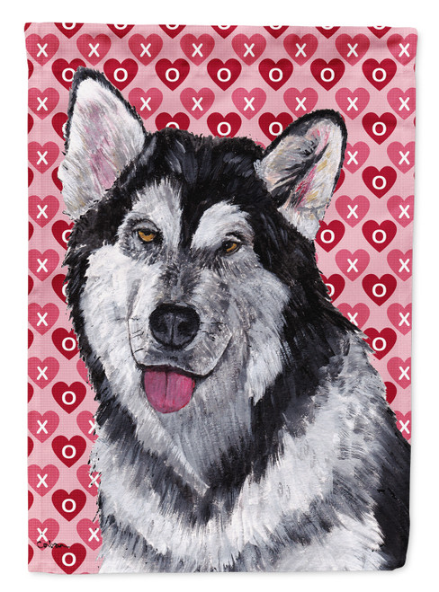 Caroline's Treasures SC9494GF Alaskan Malamute Hearts Love and Valentine's Day Flag Garden Size , Small, multicolor