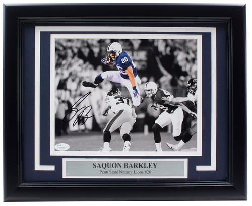 Saquon Barkley Signed Framed 8x10 Penn State Lions Color Spotlight Photo JSA