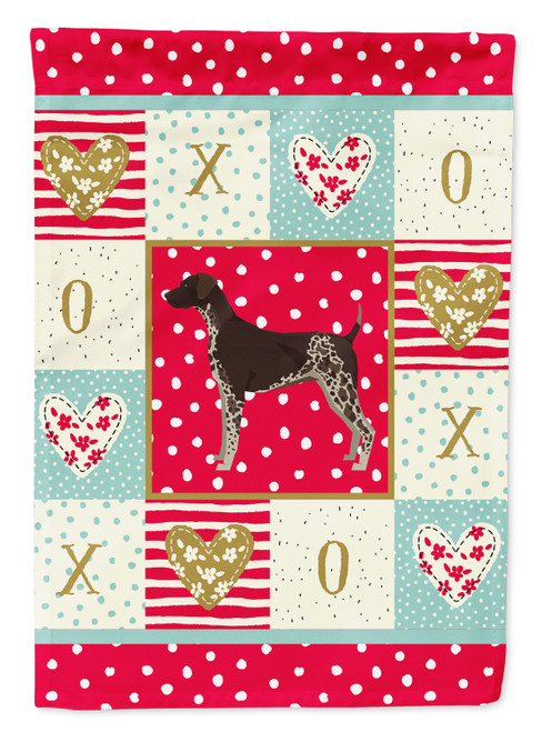 Caroline's Treasures CK5931GF German Shorthaired Pointer Love Flag Garden Size, Small, multicolor