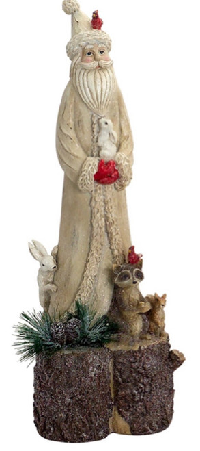 16" Beige and Brown Woodland Santa and Forest Animals Christmas Tabletop Figurine