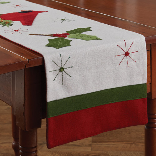 Park Designs Christmas Greenery Felt Table Runner - 54''L - Red