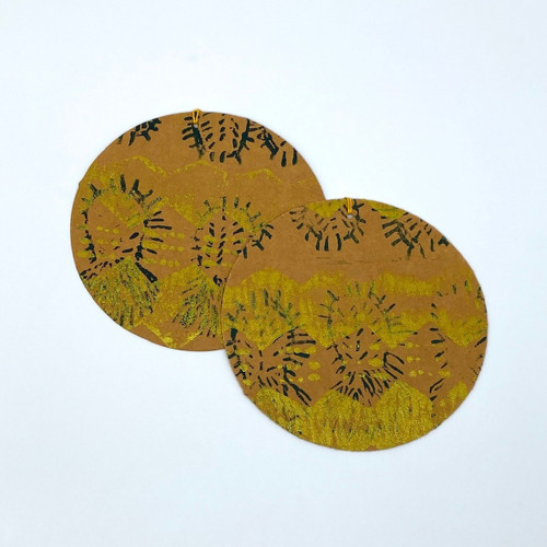 Upcycled Paper Holiday Ornaments - Gold Moondrop and Tip Toe Print