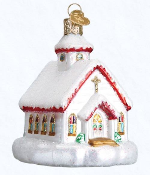 Old World Christmas Country Church Glass Ornament 20095 Decoration FREE BOX New