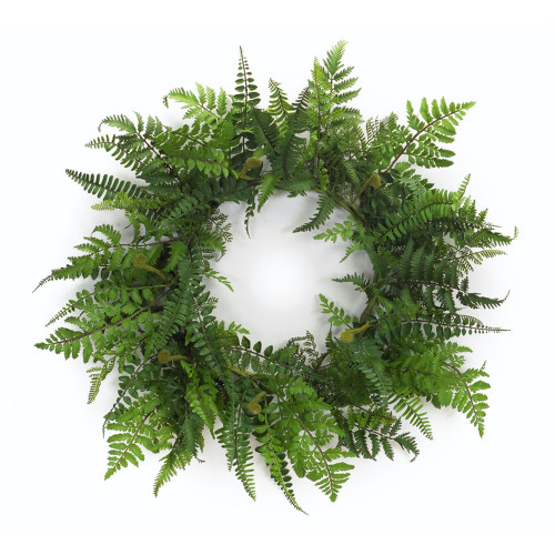 Green Fern Artificial Wreath - 24-Inch, Unlit