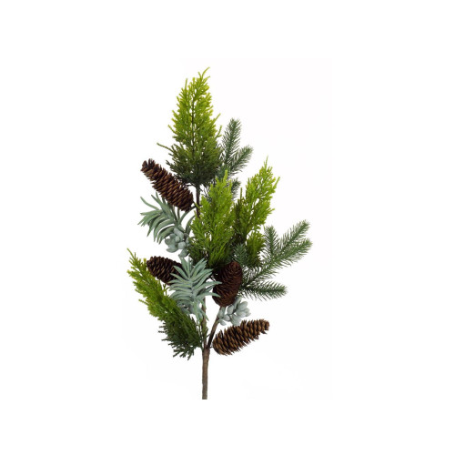 Club Pack of 12 Tropical Green and Brown Artificial Pine Spray 27”