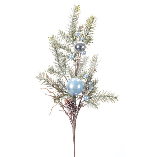 Pack of 12 Green and Brown Christmas Spray with Bells 31"