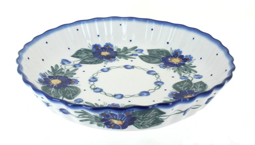 Blue Rose Polish Pottery Forget Me Not Pie Plate