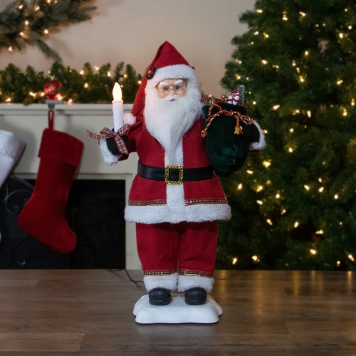 24-Inch Animated Santa Claus with Lighted Candle Musical Christmas