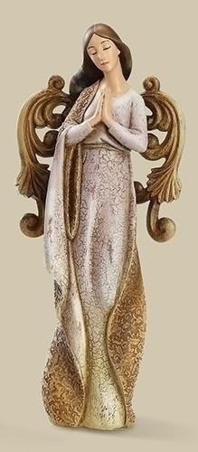 9.75" Brown and Purple Ornate Weathered Angel Christmas Tabletop Figurine