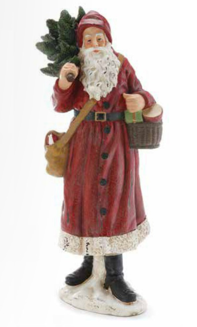 15.5" Red and Green Old World Woodland Santa Claus Figure
