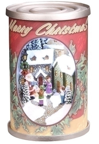 5" Red and White Retro Santa Claus Christmas Can Tabletop Decor