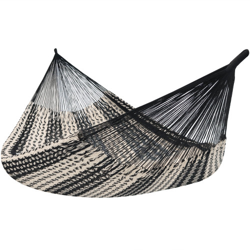 Sunnydaze Handwoven XXL Thick Cord Mayan Hammock-880-lb Capacity-Black/Natural