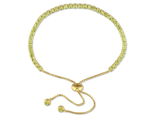 3.25 Carat (ctw) Peridot Bolo Bracelet in Yellow Plated Sterling Silver (10 Inches)