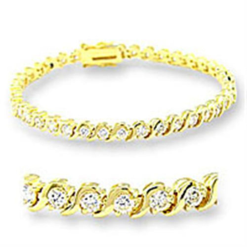 Gold Plated Women's Tennis Bracelet with Cubic Zirconia, 7"