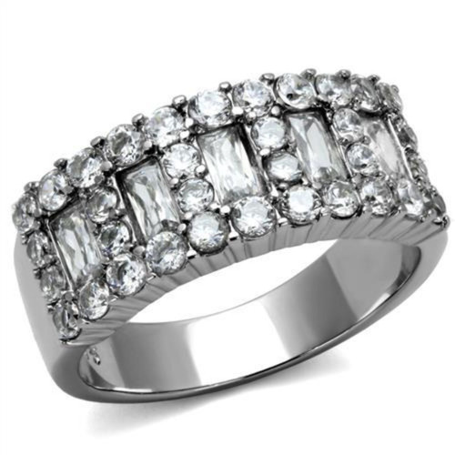 Women's Stainless Steel Pave Ring with Cubic Zirconia Stones, Size 7 (Pack of 2)