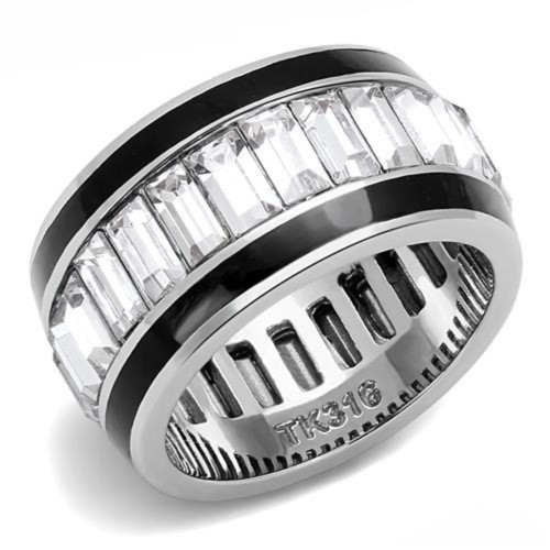 Women's Stainless Steel Boho Ring with Crystals - Size 5