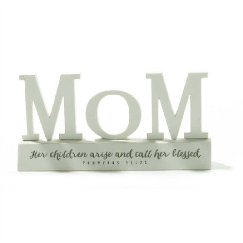 3.5" Ivory and Black "MOM" Tabletop Decor