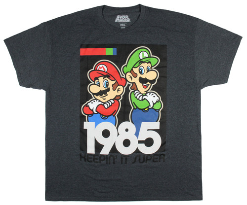 Super Mario Men's Mario And Luigi 1985 Keepin' It Super Adult T-Shirt Tee - 840161480347