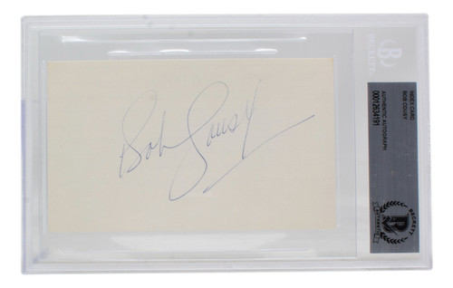 Bob Cousy Signed Slabbed Boston Celtics Index Card BAS