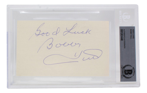 Bobby Hull Signed Slabbed Chicago Blackhawks Index Card BAS 448