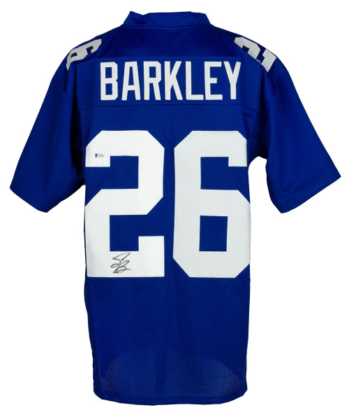 Saquon Barkley Signed Custom Blue Pro Style Football Jersey BAS