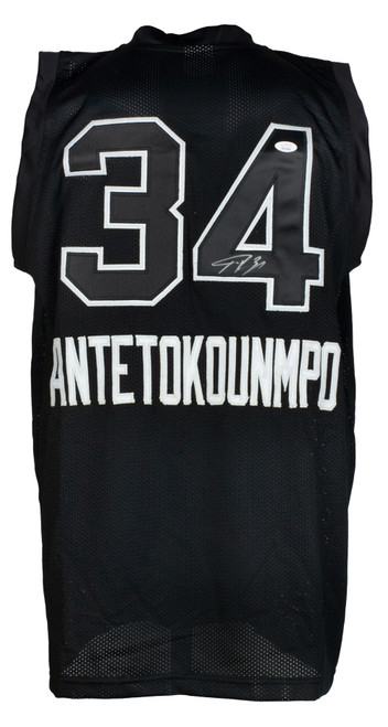 Giannis Antetokounmpo Signed Custom Black Greek Freak Basketball Jersey JSA