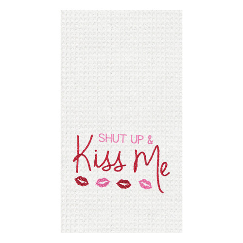 Shut Up and Kiss Me Waffle Weave Kitchen Towel Valentine's Day Decor Decoration