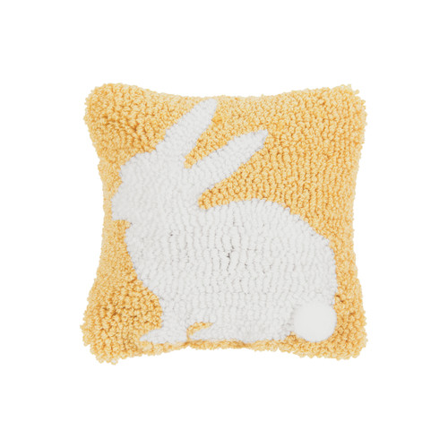 Yellow Bunny Petite Pillow Yellow 8" X 8" Easter Soft Woven Petite Pillow With Filling For Couch Sofa Bed Chair Cotton