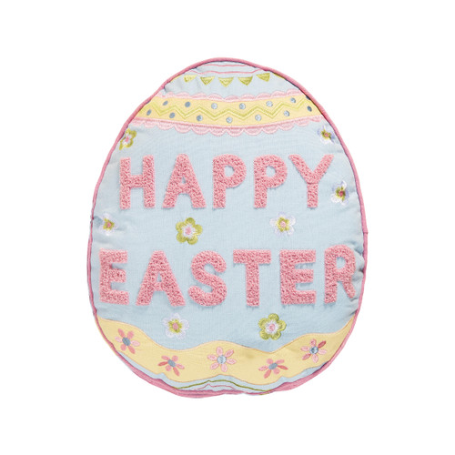 Easter Egg Shaped Pillow Blue 16" Easter Soft Woven Pillow With Filling For Couch Sofa Bed Chair Cotton