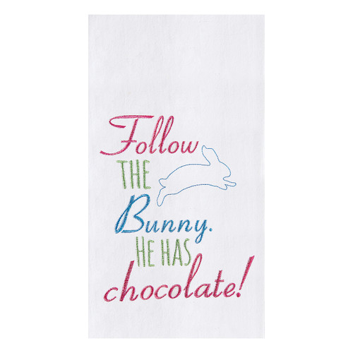 Follow the Easter Bunny, He Has Chocolate! Spring Easter Bunny Rabbit Flour Sack Kitchen Dish Tea Bar Gift Towel Decor Decoration