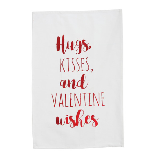 Hugs Kisses & Wishes Printed Kitchen Towel Valentine's Day Decor Decoration