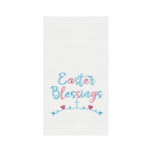 Easter Blessing Kitchen Towel White Easter 18" X 27" Embroidered Waffle Weave Machine Washable Decor Decoration