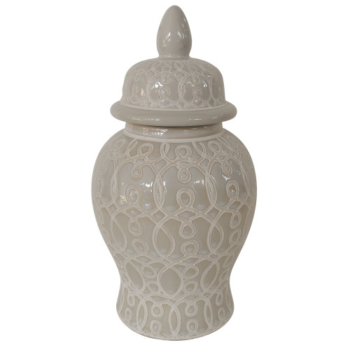 10" Glossy Gray Ceramic Temple Storage Jar