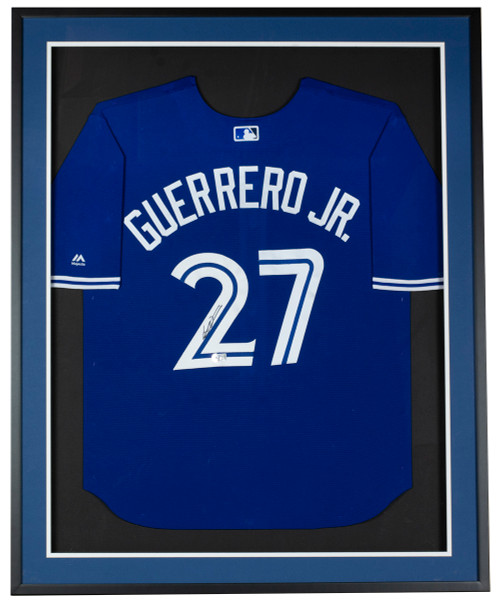 Vladimir Guerrero Jr. Signed Framed Blue Jays Majestic Baseball Jersey BAS
