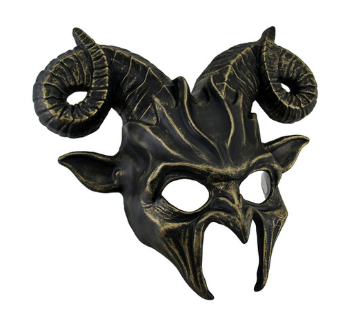 Demonic Horned Devil Metallic Finish Half Face Costume Mask