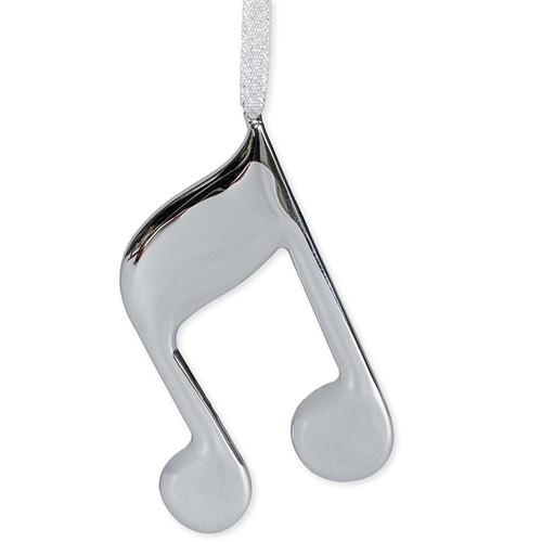 Broadway Gifts Silver Double 8th Note Christmas Tree Ornament 4 inches