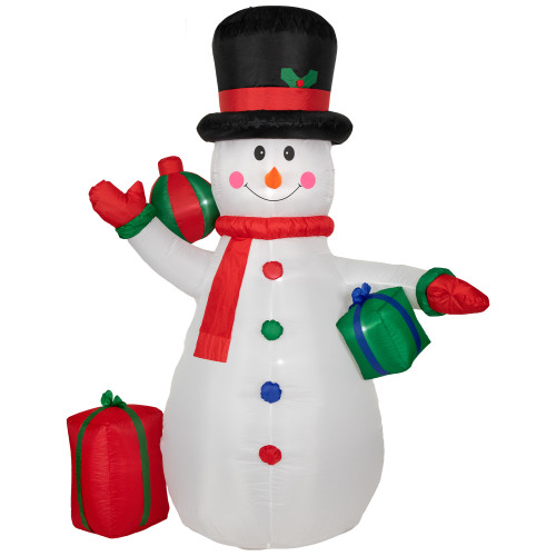 8ft Lighted Inflatable Snowman with Gifts Outdoor Christmas Decoration